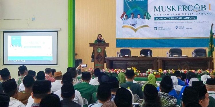 Eva Dwiana Buka Muskercab I PCNU Kota Bandar Lampung