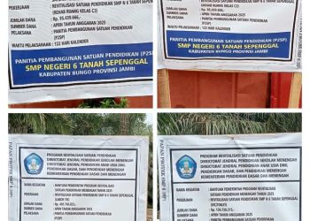 Swakelola Revitalisasi SMP Negeri 6 Taspelin Bungo Disinyalir Pelaksanaanya Tidak Transparan