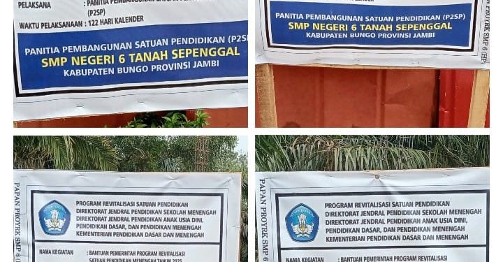 Swakelola Revitalisasi SMP Negeri 6 Taspelin Bungo Disinyalir Pelaksanaanya Tidak Transparan