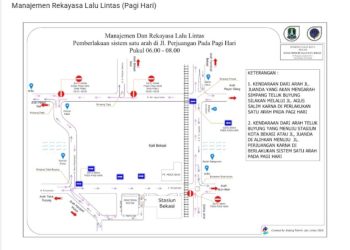 Urai Kemacetan, Dishub Kota Bekasi Berlakukan Sistem Satu Arah di Jalan Perjuangan