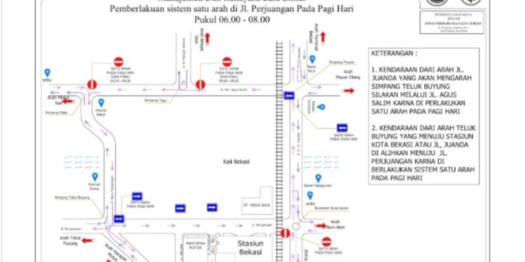 Urai Kemacetan, Dishub Kota Bekasi Berlakukan Sistem Satu Arah di Jalan Perjuangan