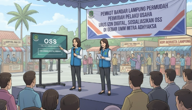 Permudah Pelaku Usaha Urus Izin Digital, Pemkot Bandar Lampung Sosialisasikan OSS di Gebyar UMKM Mitra Adhyaksa