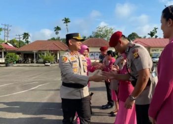 Kapolres Tebo AKBP.Triyanto.S.I.K., SH.MH. Pimpin Upacara Serah Terima Jabatan Kasat Reskrim Polres Tebo sekaligus Pelantikan Kasiwas Polres Tebo