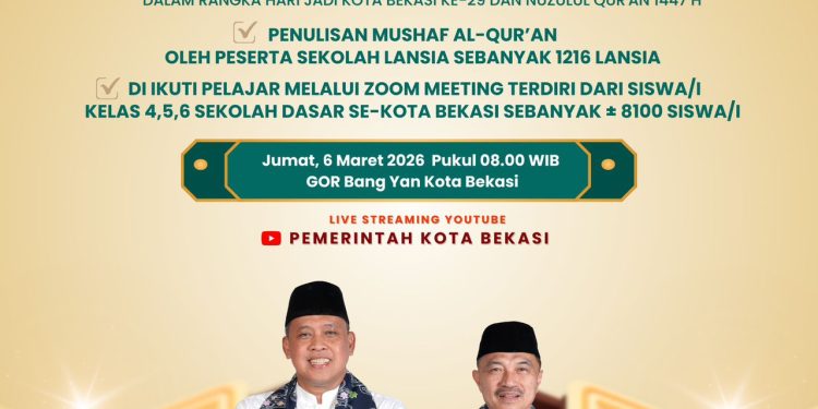 Pemkot Bekasi Gelar Pemecahan Rekor MURI GEMMA QUR’AN dalam Rangka Hari Jadi ke-29 Kota Bekasi dan Nuzulul Qur’an 1447 H