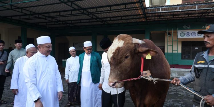 Plh. Wali Kota Bekasi Serahkan Bantuan Sapi Qurban Presiden di Masjid Al Mukhlisin Jatiasih